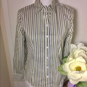 Ann Taylor Stripe Shirt (green,brown)